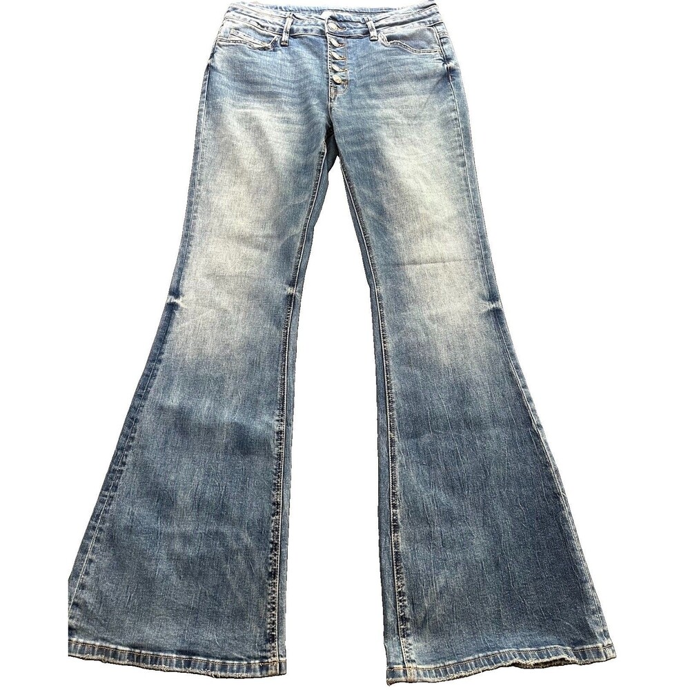 VERVET Los Angeles VT702 Womens Size 30 Flare Jeans Button Fly Stretch Blue